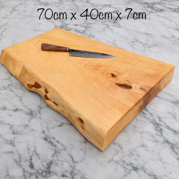 Giraffes & Craftz XL THICK Live Edge Ash Chopping Board - James Martin Style Solid Ash Board