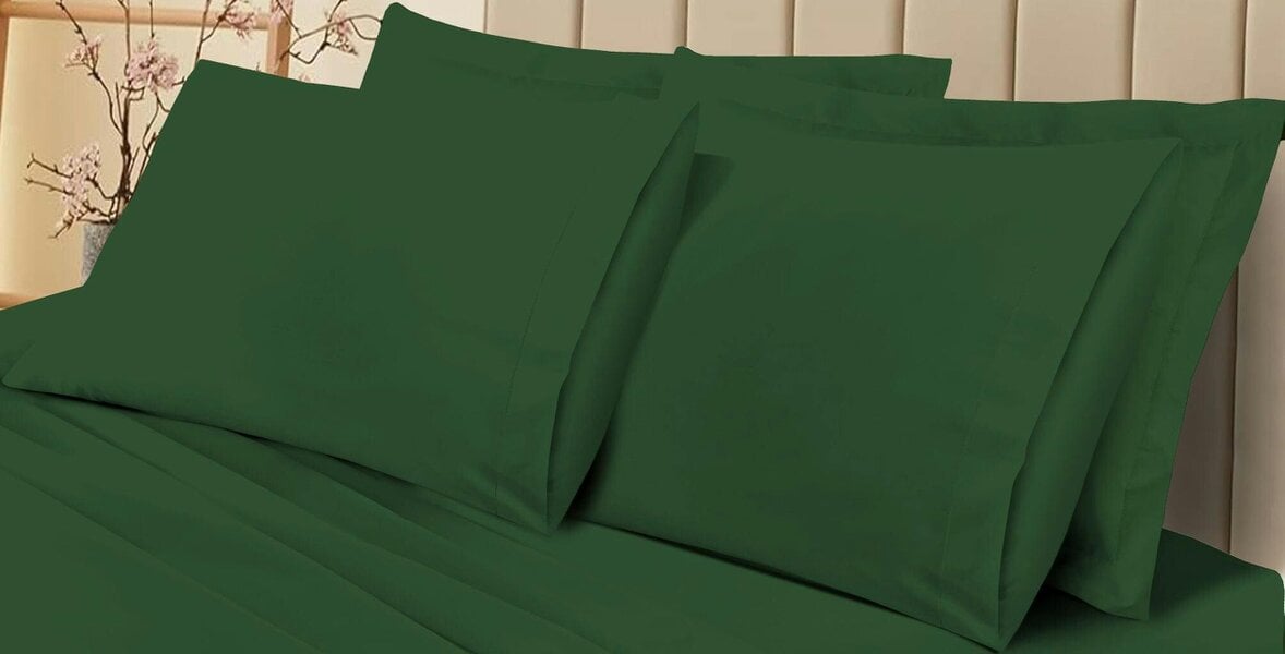 Night Zone 180 Thread Count Percale Pillowcases Pair – Crisp Easy Care Bed Linen - Green