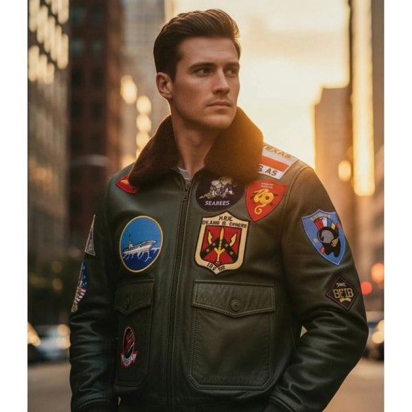 Leather Company Men's Cowhide Top Gun Maverick Leather Aviator Bomber Jacket