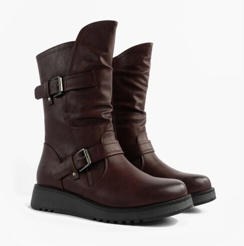 Heavenly Feet HANNAH4 Womens Mid Calf Boots Burgundy