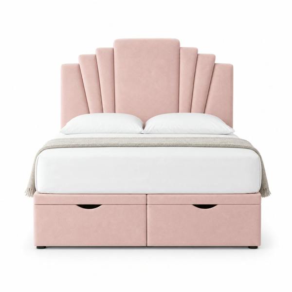 Great British Beds Harry Art Deco Divan Ottoman Bed - Pink Plush