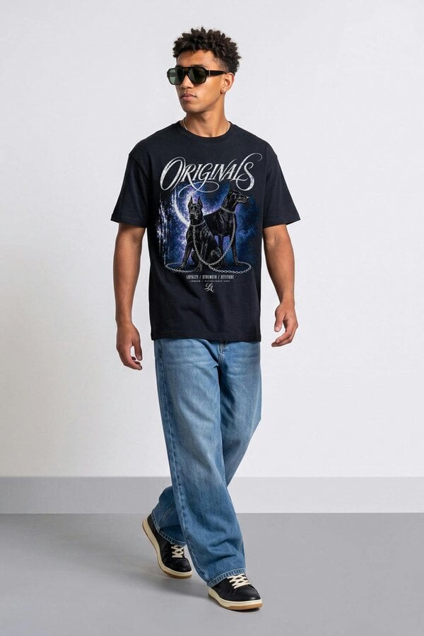London Attitude Doberman Oversized Heavyweight Graphic T-Shirt