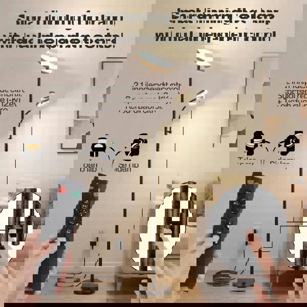 Emitto Mother & Child Floor Lamp Uplighter Adjustable Reading Light with Remote