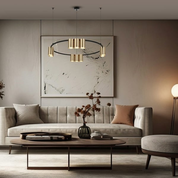 Milagro Pendant Light (Circle) Genesis Black Gold 10xGU10