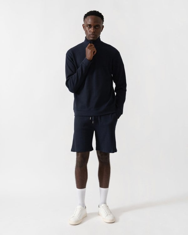 BOSS Orange Structure Mens 1/4 Zip Loungewear Top - Dark Blue 403