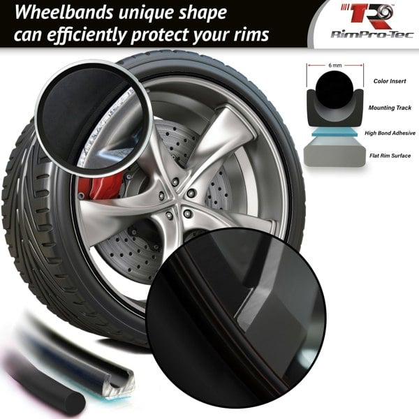 RimPro-Tec Group 4x Black Base's 4x Black Pinstripe's / RimPro-Tec® Wheelbands™ car wheel styling kit