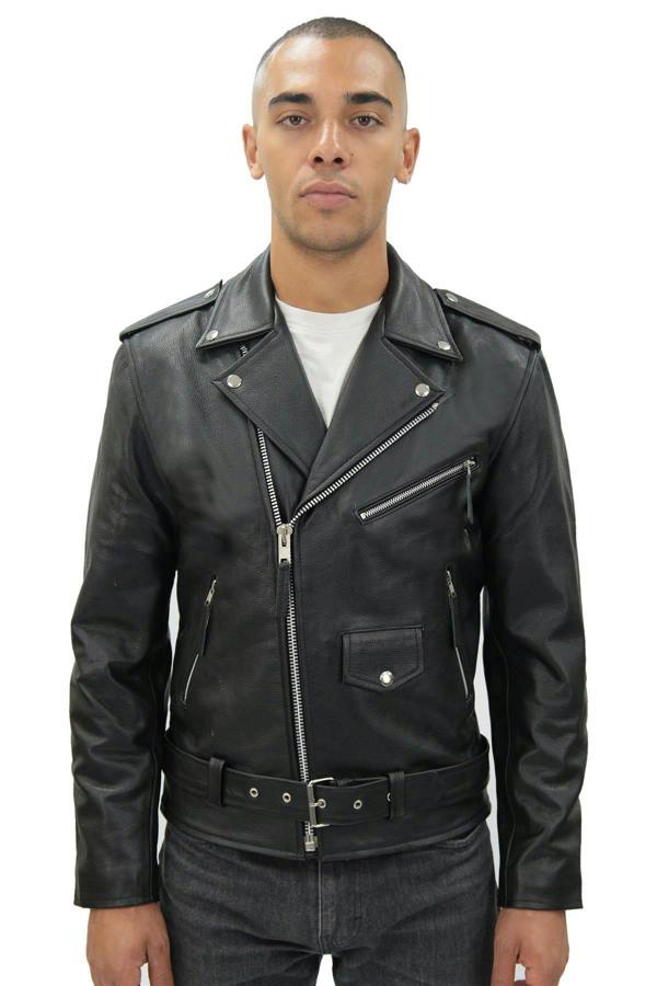 Infinity Leather Mens Cow-Hide Black Brando Jacket -Venice