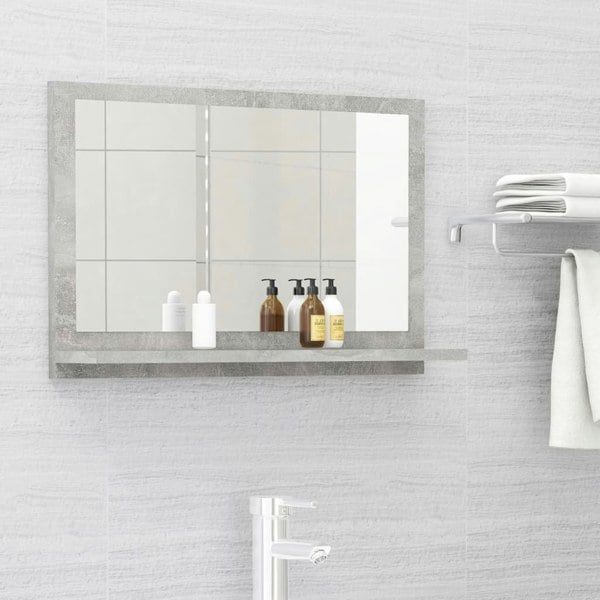 Berkfield Bathroom Mirror Concrete Grey 60x10.5x37 cm Engineered Wood