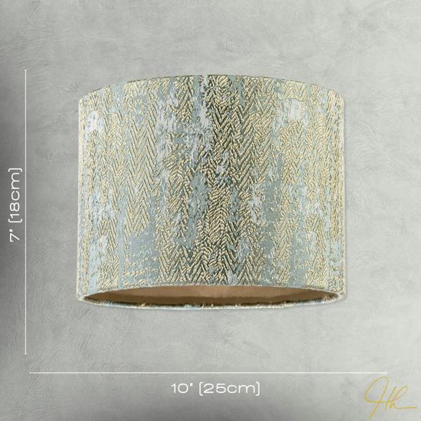 Textured Herringbone and Chevron Jacquard Lampshade in Gold and Silver Image 7