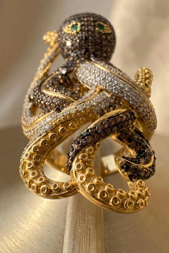 Latelita Octopus Cocktail Ring Nordic Gold Adjustable