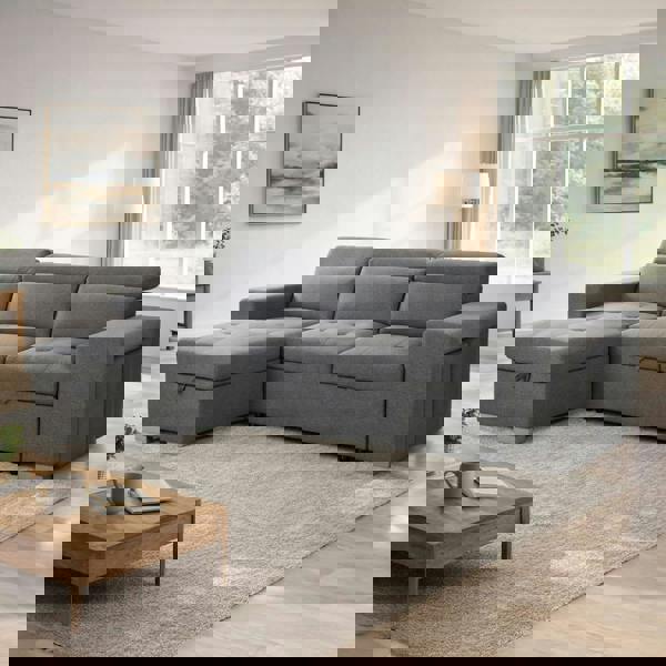 Furnishings For Less Astrix Grey Fabric Universal Corner 3-4 Seater Sofa Bed