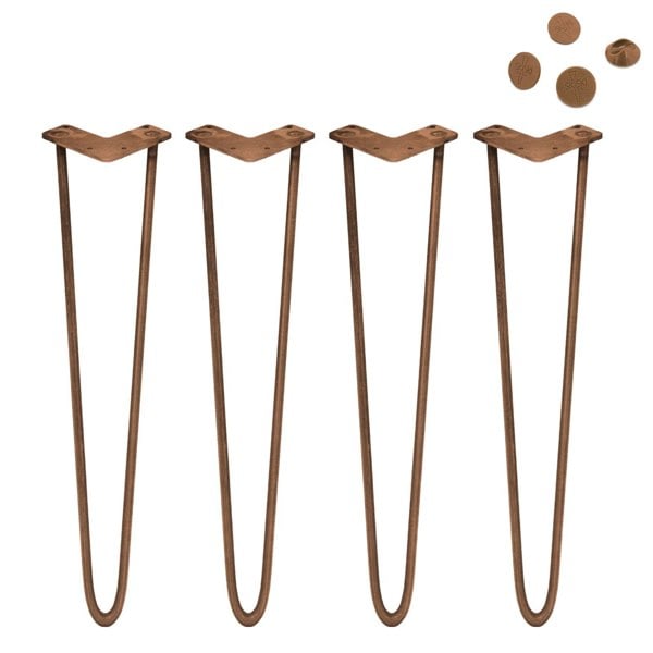 SkiSki 4 x 28" Hairpin Legs - 2 Prong - 12mm - Antique Copper