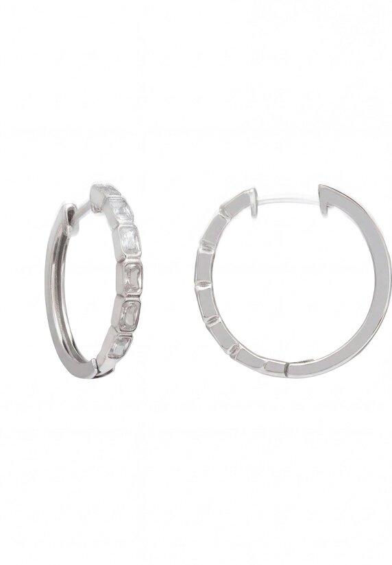 Latelita Classic Baguette Hoop Earrings Silver