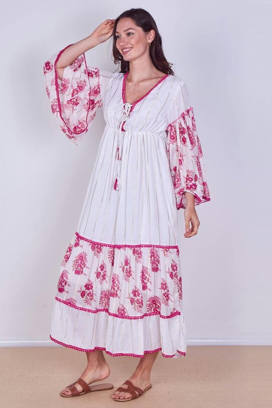 Bohemian Tiered Maxi Dress – Flowy Viscose Elegance