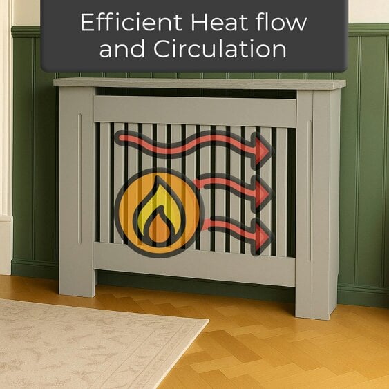 Neo Grey Decorative Wooden Radiator Cover Medium