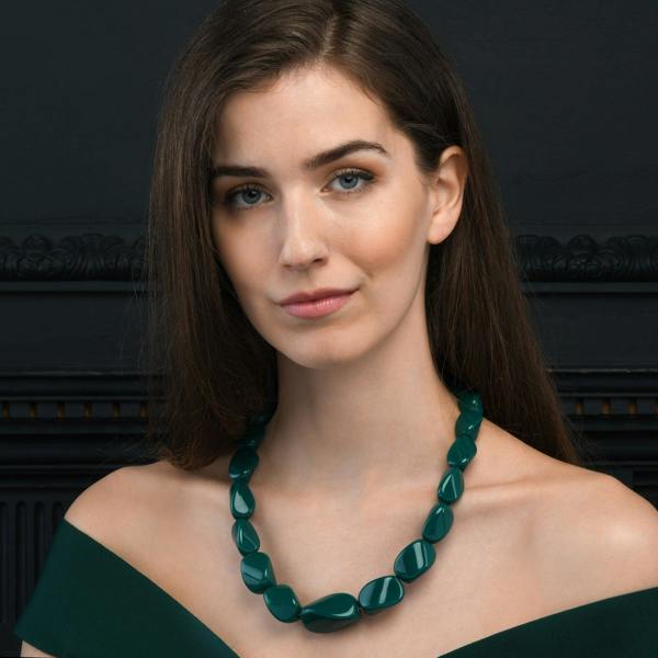 Zavana Twisted Green Chunky Statement Necklace for Women
