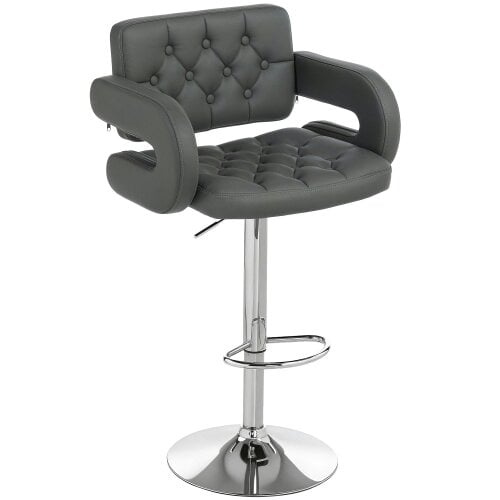 Wyld Haus Sacorte Grey Faux Leather Adjustable Swivel Bar Stool With Armrests