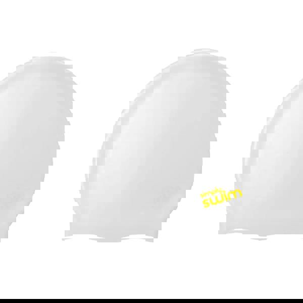 Simply Swim white silicone swim cap in attractive solid colours with yellow swim text logo