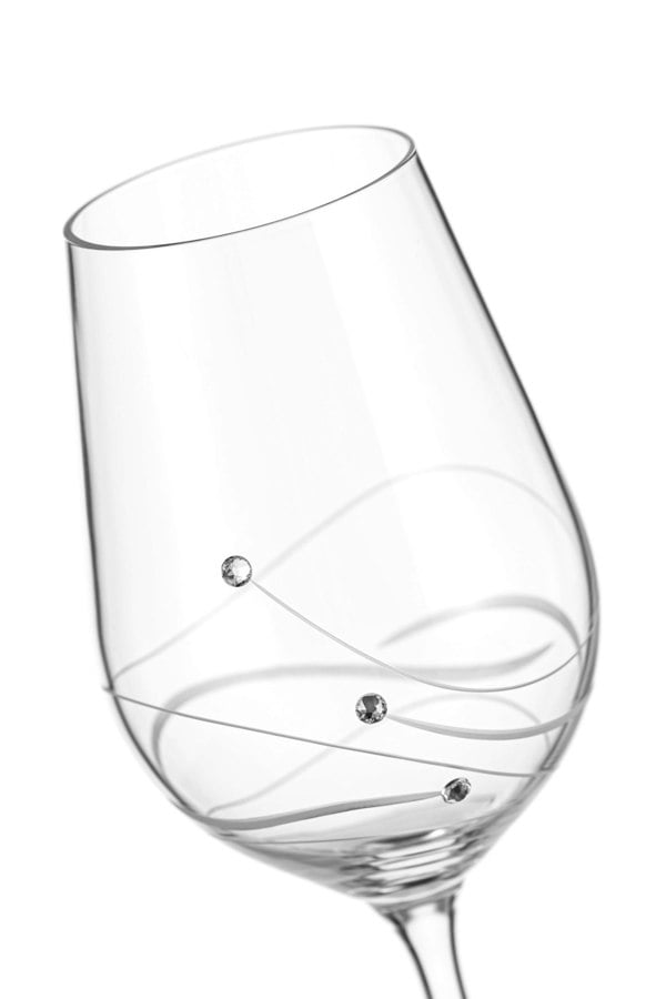 Diamante White Wine Glasses with ‘Bliss' Design - Set of 2