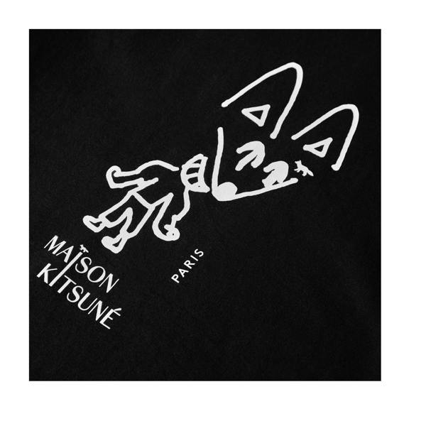 Maison Kitsuné Mens Fox Cotton Party T-Shirt - Black - 