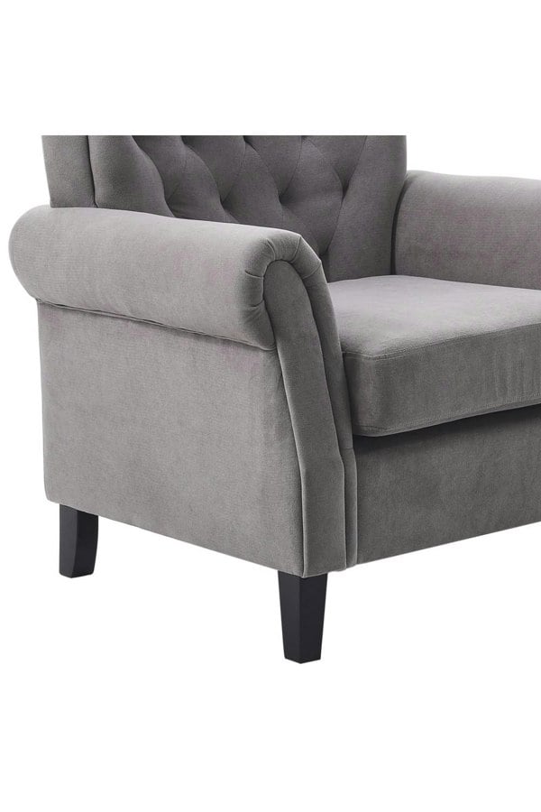Living and Home Grey Tufted Upholstered Wingback Armchair