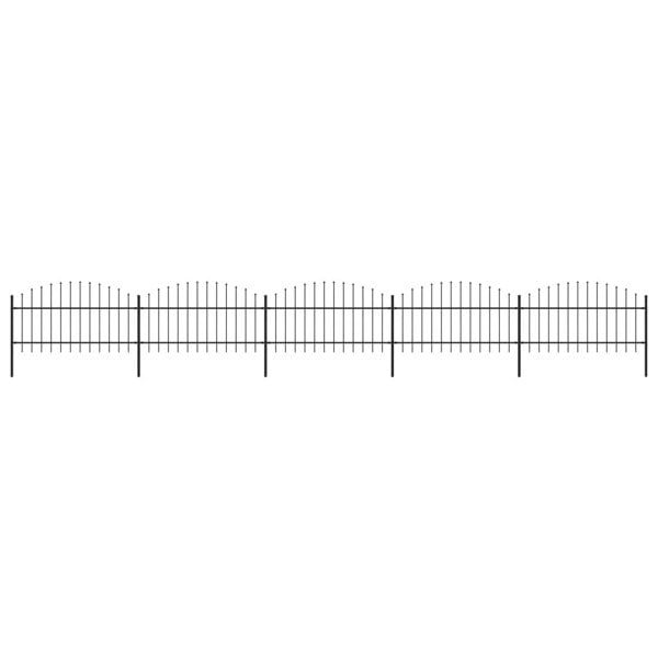 Berkfield Garden Fence with Spear Top Steel (1-1.25)x8.5 m Black