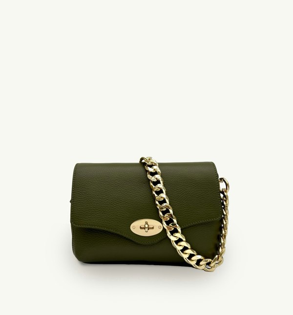 Apatchy London The Maddie Midi Leather Handbag - Olive