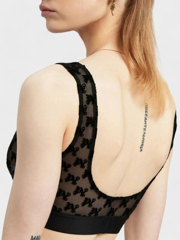 Palm Angels Monogram Lace Bra Black - Supplied FashionPalm Angels