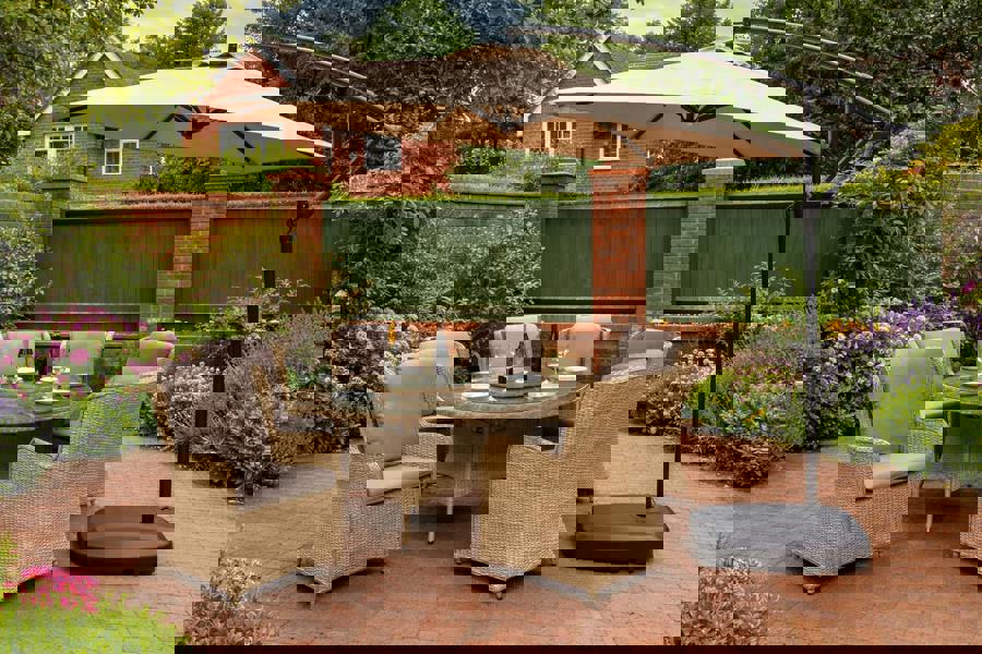 3m Cantilever Garden Parasol with Crank & Tilt – Grey or Mocha The Garden Furniture Shop