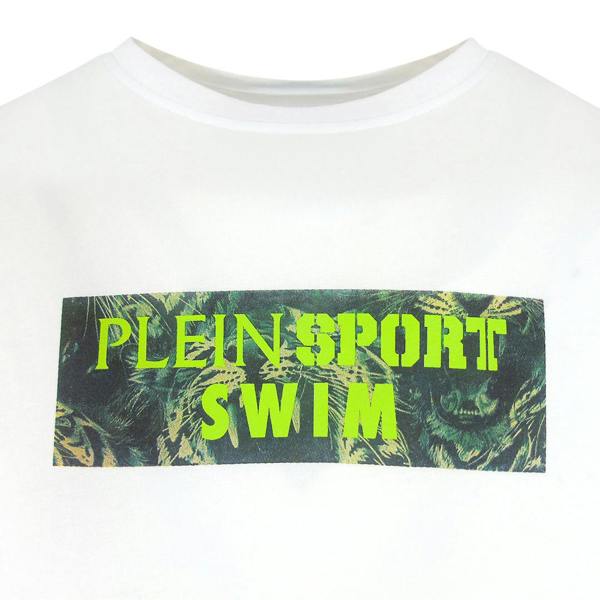 Plein Sport Pleint Sport Swim Tiger Box Logo White T-Shirt