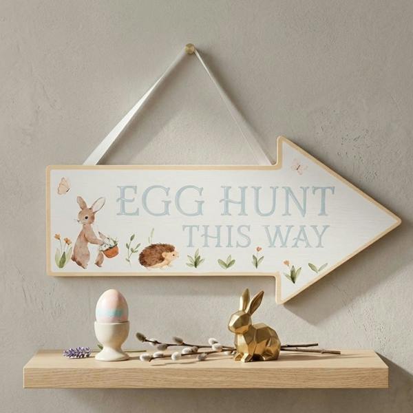 Garden Greatness Springtime Egg Hunt This Way Hanging Sign