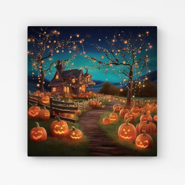 Warren Reed Enchanted Hallowen Pumpkin Patch Canvas