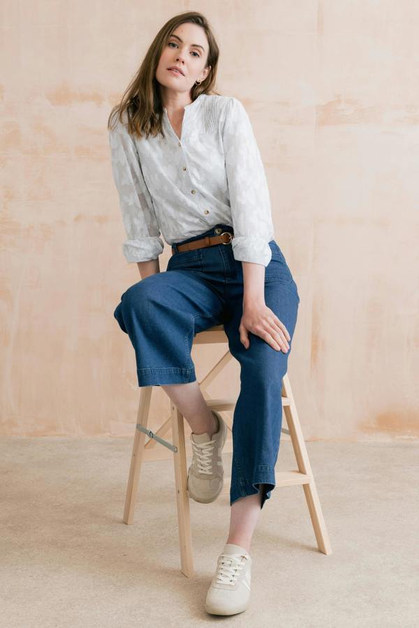 Lily & Me Poplar Cotton Jacquard Blouse Laurel
