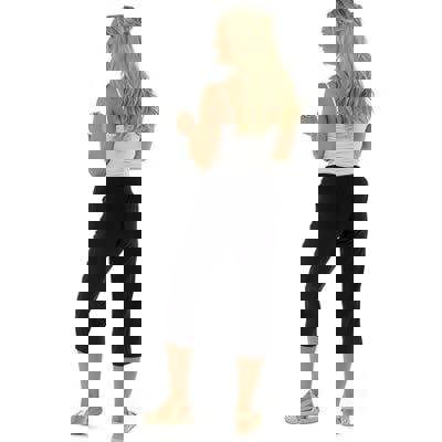 KAV Linen Trousers for Woman Elasticated Waist Casual Pants - Flat Front Elastic Back Three Quarters Ladies Summer Trouser for Ladies