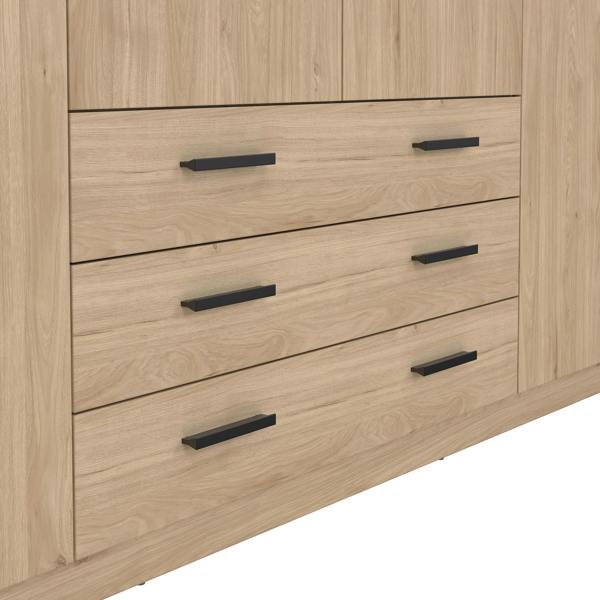 Furniture To Go Sprint Wardrobe with 4 Doors + 3 Drawers in Jackson Hickory