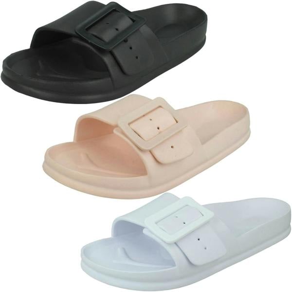 Spot On Ladies Spot On Flat Buckle Mules F00349