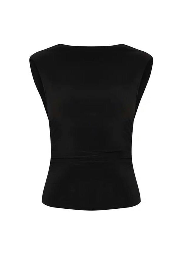 WOVCOR Back Detail Chain Accessory V-Neck Knitted Blouse