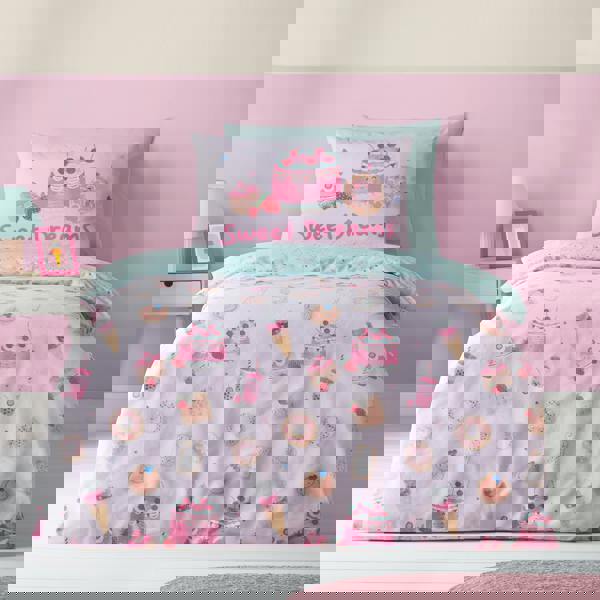 Catherine Lansfield Sweet Treats Reversible Duvet Cover Set Pink