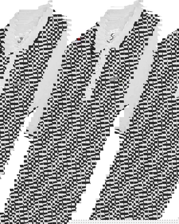 Lambretta Mens Checkered Casual Retro Mod Ska Black Polo Shirt