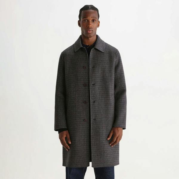 Wax London Stan Double Face Check Wool Coat