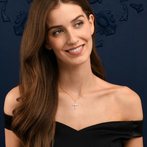 namana Gold Plated Sterling Silver Cross pendant Necklace