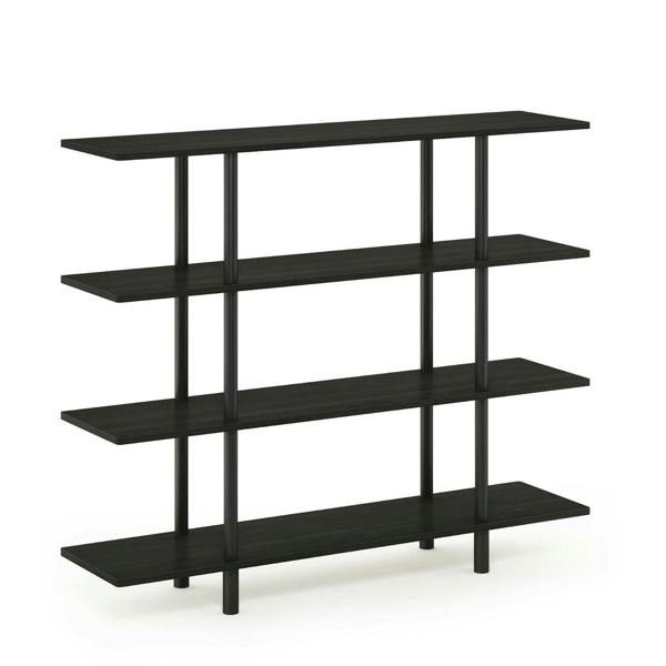 WALPLUS Compact Turn-N-Tube 4-Tier Wide Display Shelf, Espresso/Black for Home Office