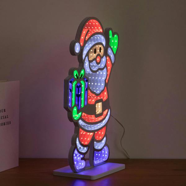 Samuel Alexander 40cm Santa Infinity Mirror Light Christmas Decoration with LEDs