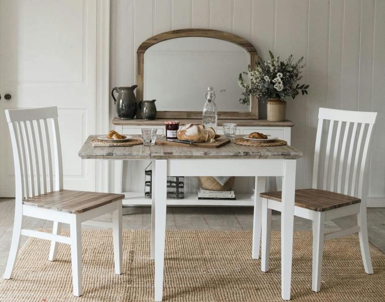 Statement Furniture Florence Square Extendable Kitchen Dining Table, Drop Down Leaf Small Table