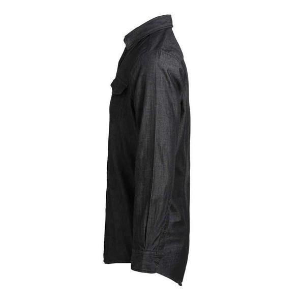 Premier Mens Denim Contrast Stitching Shirt - Black Denim