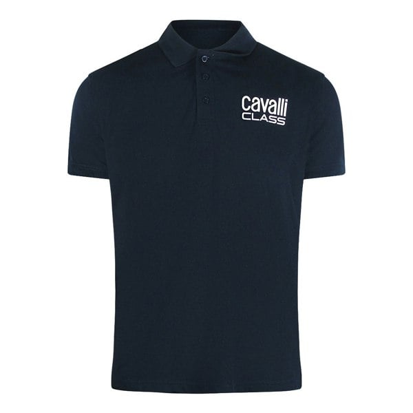 Cavalli Class Bold Logo Navy Blue Polo Shirt