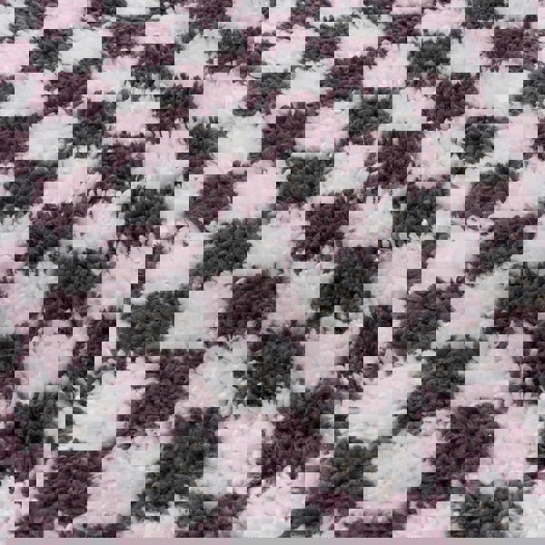 Moodi Shaggy Purple Rug, tartana design, Easy maintenance | THE RUGS