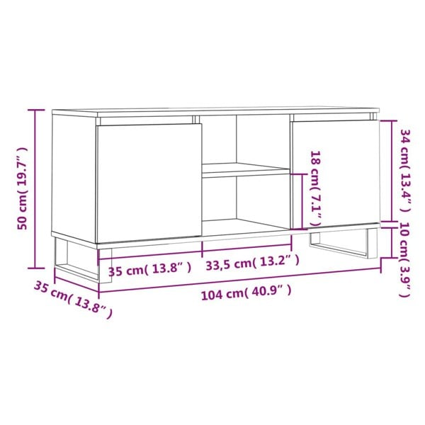 Berkfield TV Cabinet White 104x35x50 cm Engineered Wood