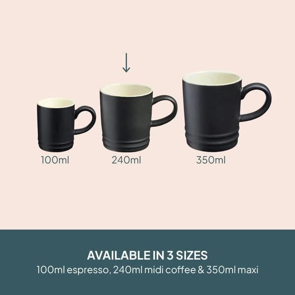 Cooks Professional 4 Piece Midi Coffee Mug Set | 240ml | Matt Black