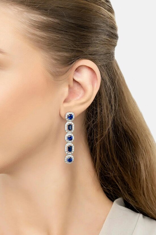 Latelita Whistledown Sapphire Gemstone Earrings Silver
